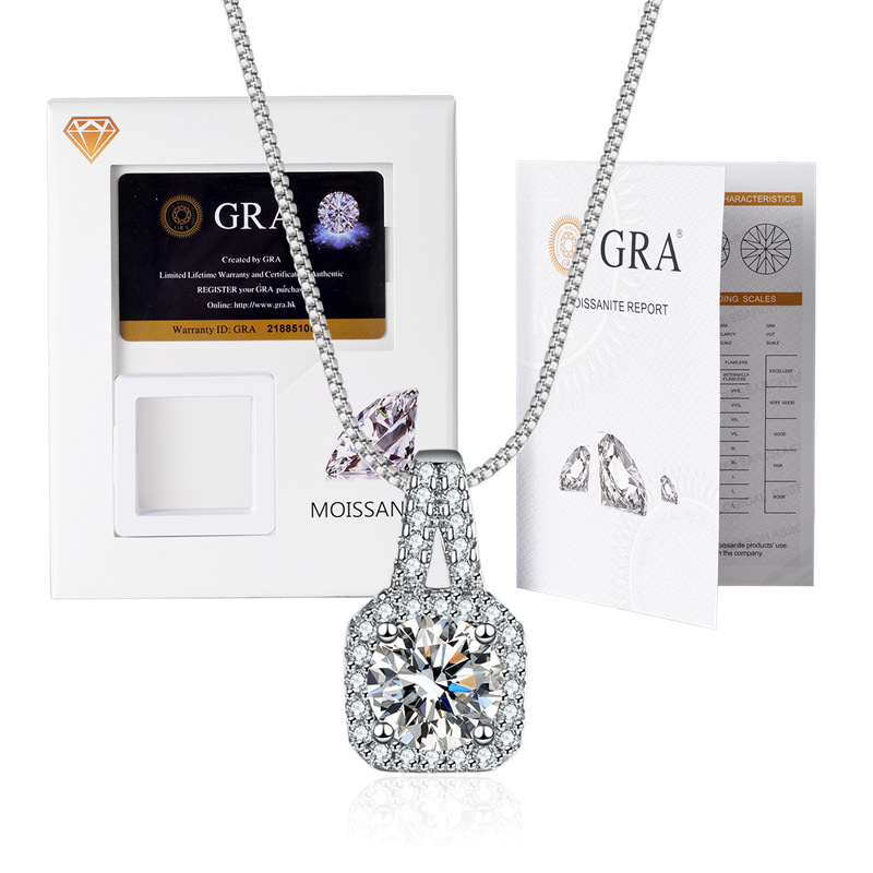 Moissanito pakabukas su dėžutės tipo grandine, mišinių akmenų įdėklas, elektroplakavimas, prekės ženklas XKC XINKAICHENG