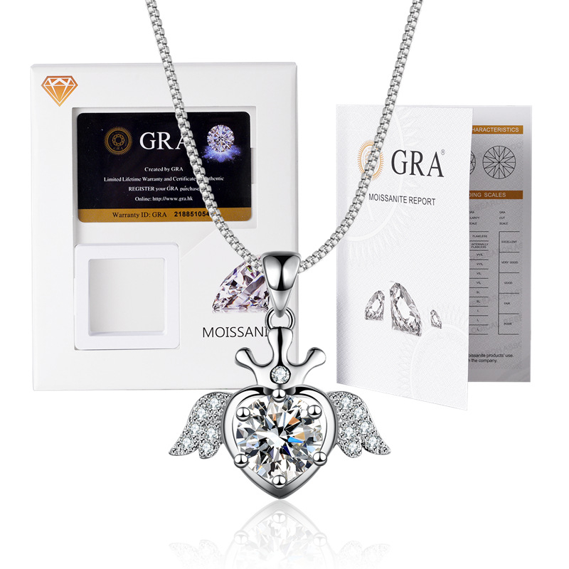 Moissanito pakabukas su dėžutės tipo grandine, mišinių akmenų įdėklas, elektroplakavimas, prekės ženklas XKC XINKAICHENG