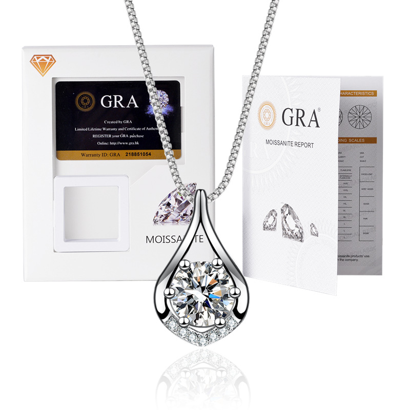 Moissanito pakabukas su dėžutės tipo grandine, mišinių akmenų įdėklas, elektroplakavimas, prekės ženklas XKC XINKAICHENG