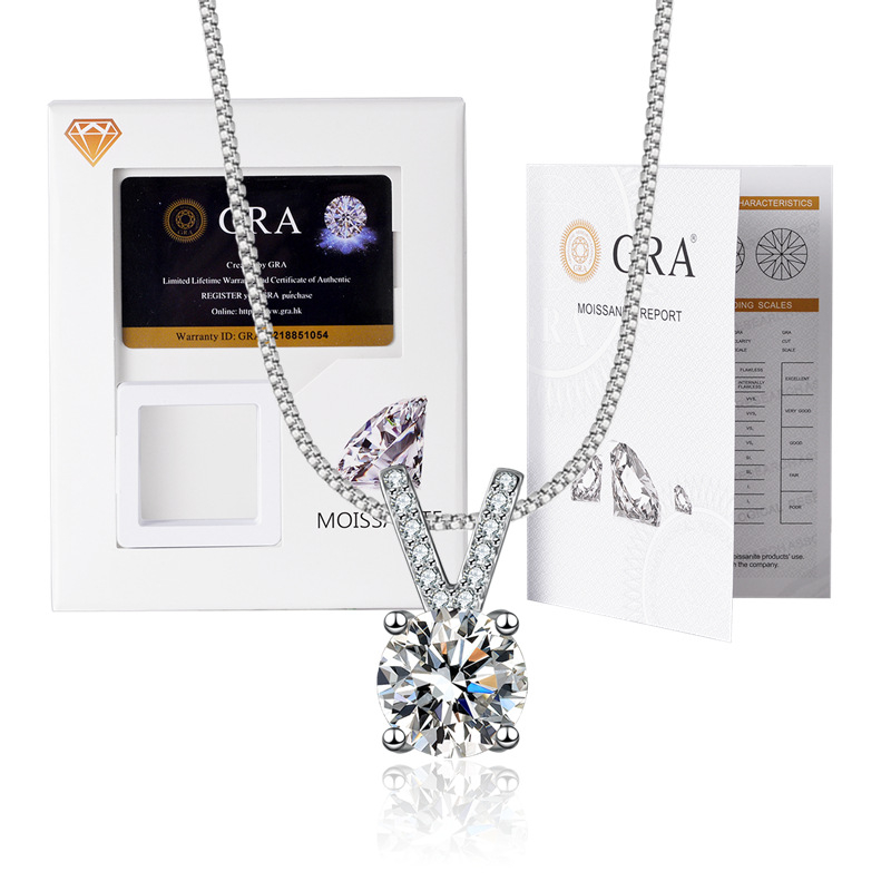 Moissanito pakabukas su dėžutės tipo grandine, mišinių akmenų įdėklas, elektroplakavimas, prekės ženklas XKC XINKAICHENG