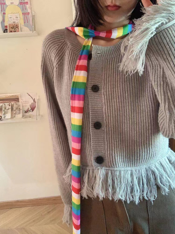 Šal od pamuka s prugama, Harajuku-punk stil, jednostavno pletenje, topao za četiri sezone, originalni dizajn
