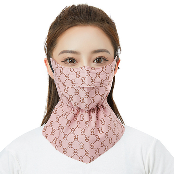 Saules aizsardzības maska velosipēdistam ar garu izdrukātu kakla šalli — daļēji pārklājošs dizains, poliester audums, 81–95% poliester saturs, acu aizsardzība