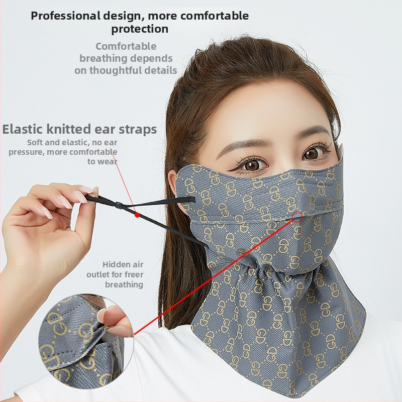 Защитна маска срещу слънцето за колоездене с дълга принтирана яка за врата — полуобхващащ дизайн, полиестерна тъкан, съдържание полиестер 81–95%, защита на очите