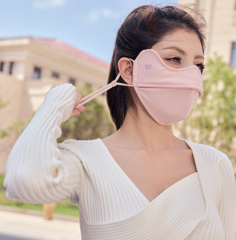 Vasaros veido kaukė su UV apsauga UPF50, nailonas-spandekso medžiaga, ausų kilpelės, monochrominis dizainas