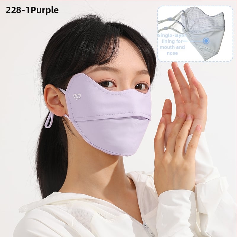 Vasaros veido kaukė su UV apsauga UPF50, nailonas-spandekso medžiaga, ausų kilpelės, monochrominis dizainas