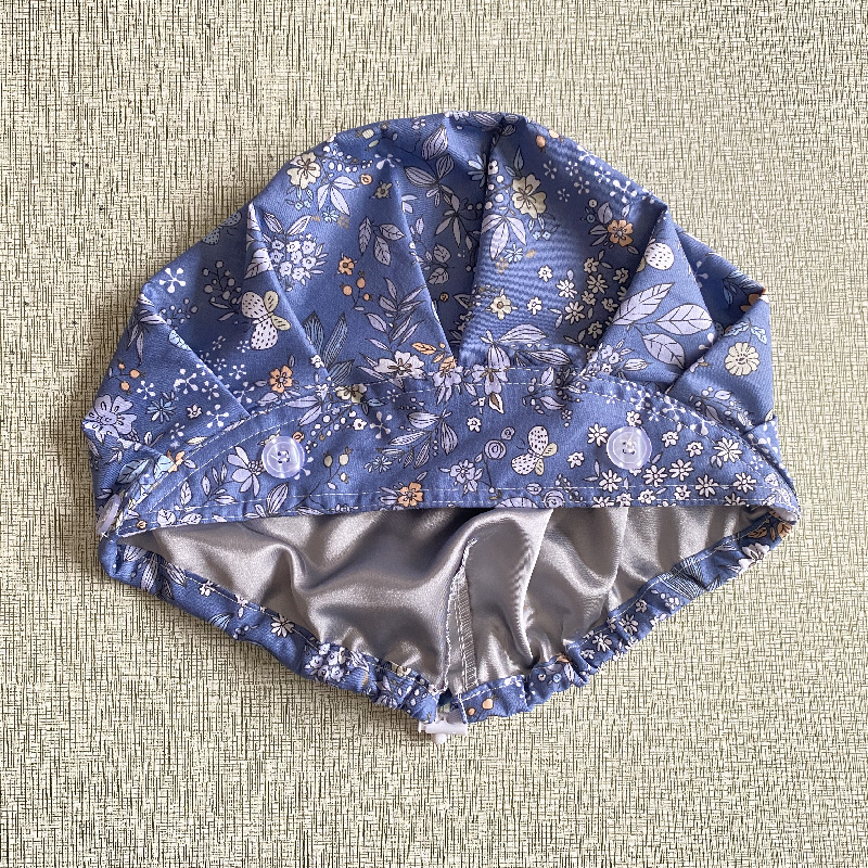 Naiste beret, lillemustriga, puuvillane twill, kupoliline kuju