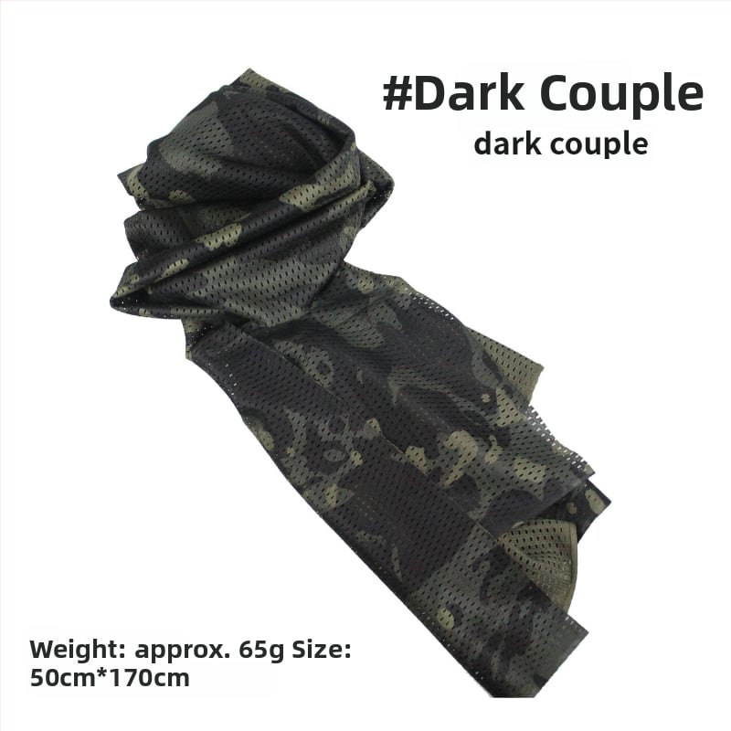 Kamuflāžas tīkla galvas šalle – vēja izturīga, saules aizsardzība; āra sportam, pieaugušajiem, unisex, pārgājieni un riteņbraukšana