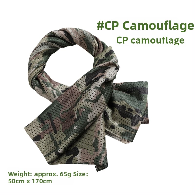 Kamuflāžas tīkla galvas šalle – vēja izturīga, saules aizsardzība; āra sportam, pieaugušajiem, unisex, pārgājieni un riteņbraukšana