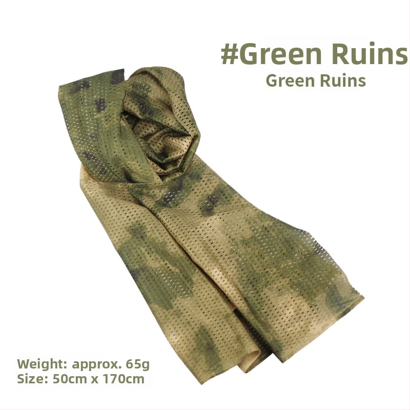 Kamuflāžas tīkla galvas šalle – vēja izturīga, saules aizsardzība; āra sportam, pieaugušajiem, unisex, pārgājieni un riteņbraukšana