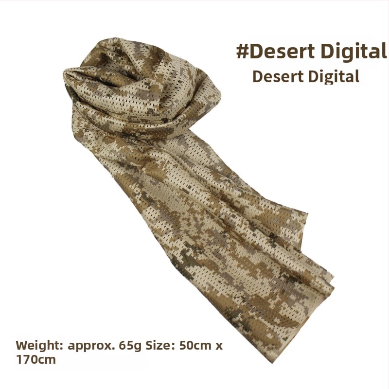 Kamuflāžas tīkla galvas šalle – vēja izturīga, saules aizsardzība; āra sportam, pieaugušajiem, unisex, pārgājieni un riteņbraukšana