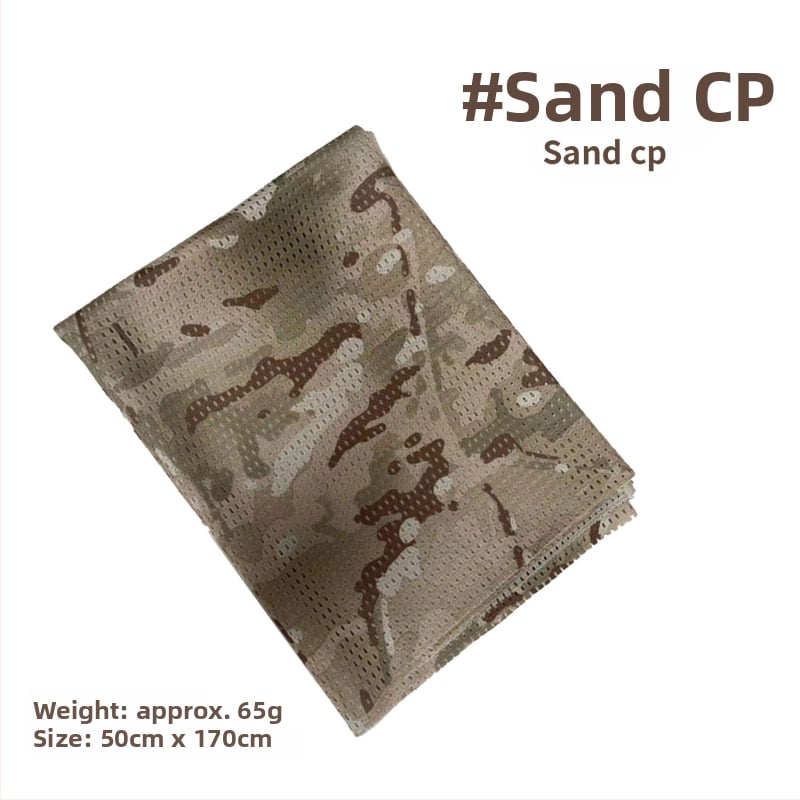 Kamuflāžas tīkla galvas šalle – vēja izturīga, saules aizsardzība; āra sportam, pieaugušajiem, unisex, pārgājieni un riteņbraukšana