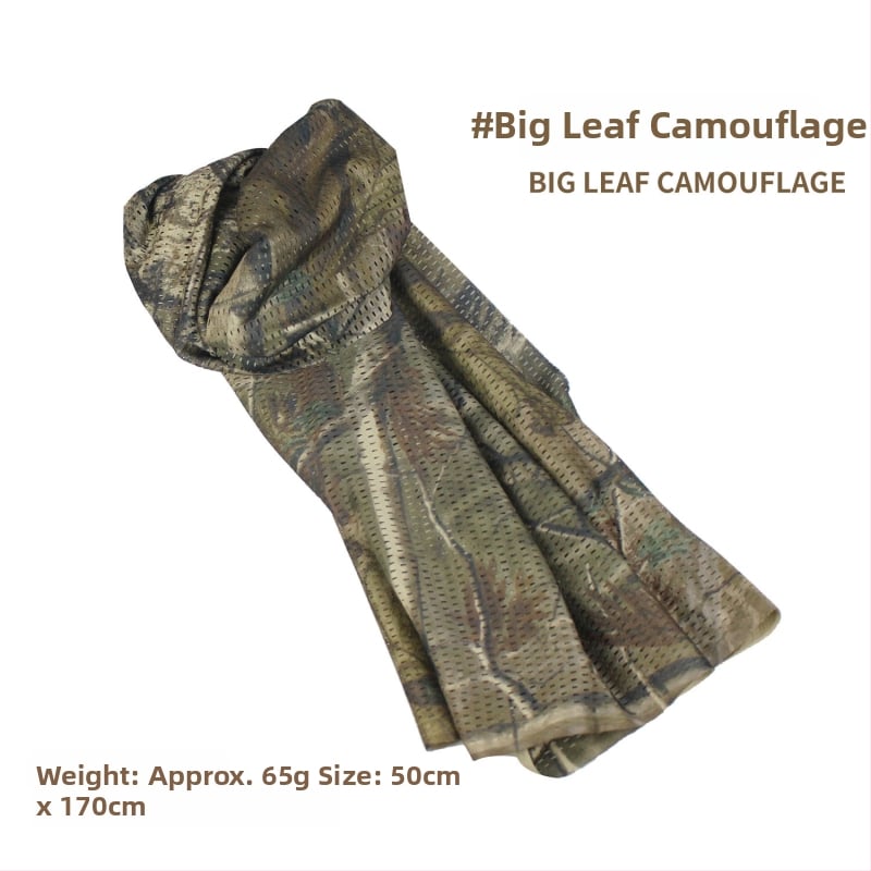 Kamuflāžas tīkla galvas šalle – vēja izturīga, saules aizsardzība; āra sportam, pieaugušajiem, unisex, pārgājieni un riteņbraukšana