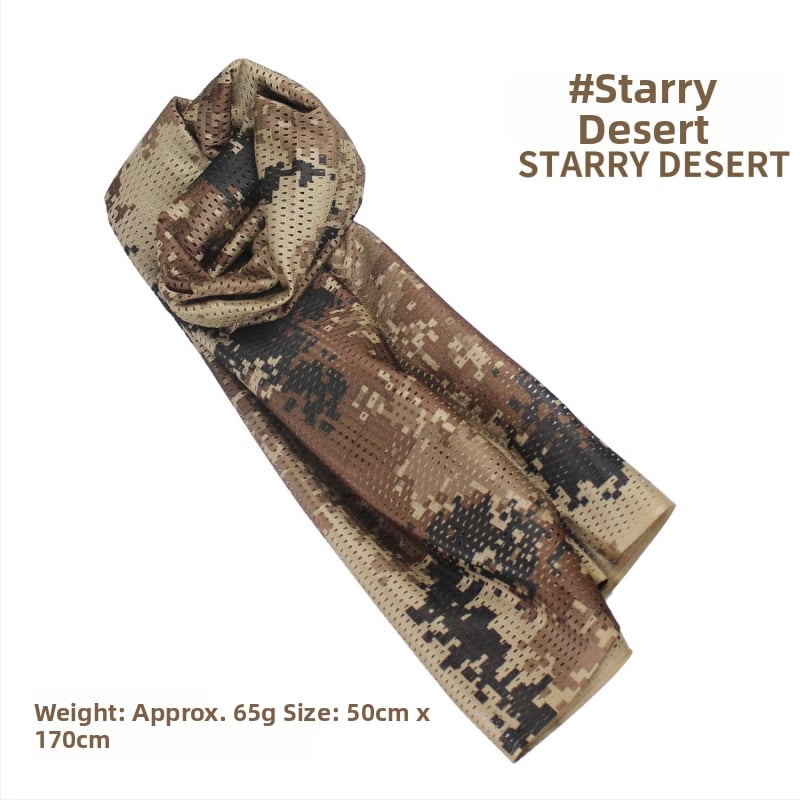 Kamuflāžas tīkla galvas šalle – vēja izturīga, saules aizsardzība; āra sportam, pieaugušajiem, unisex, pārgājieni un riteņbraukšana