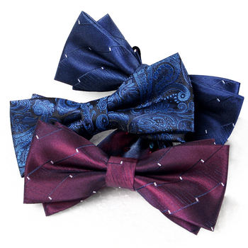 Dvostruka leptir-mašna – jacquard, poliester, monokromatska, unisex