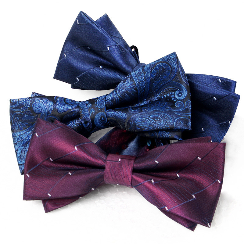 Dvostruka leptir-mašna – jacquard, poliester, monokromatska, unisex
