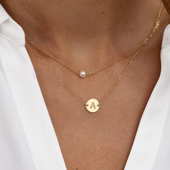 Daugiasluoksnė karoliai su raidėmis, varis, ilgis 41–50 cm