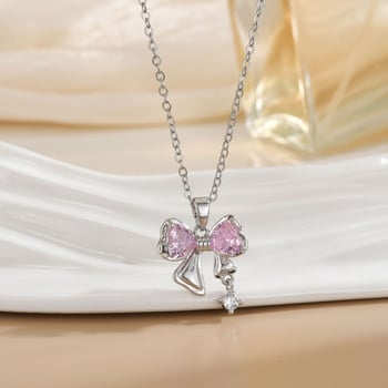 Širdies formos kaklo papuošalas – varis, elektroplakavimas, O grandinė, daugiasluoksnė, įleisti brangakmeniai