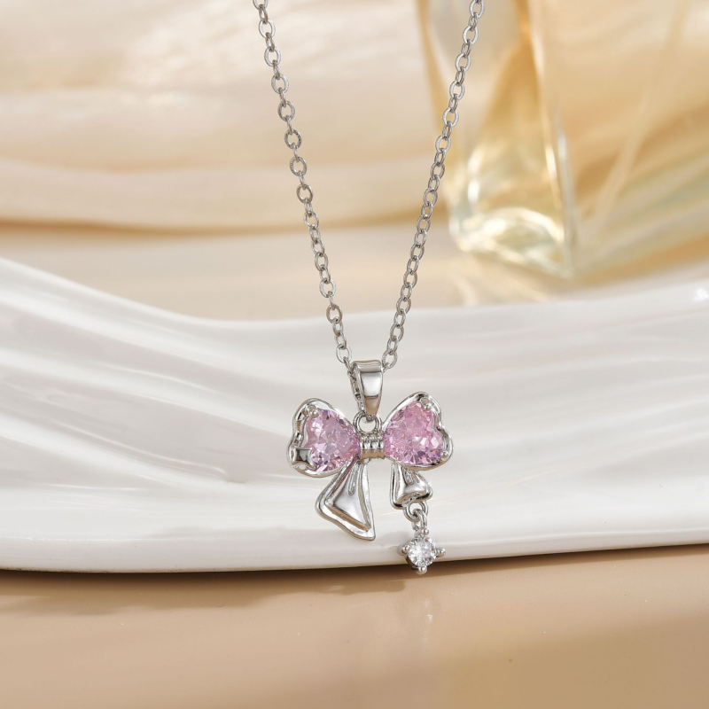 Širdies formos kaklo papuošalas – varis, elektroplakavimas, O grandinė, daugiasluoksnė, įleisti brangakmeniai