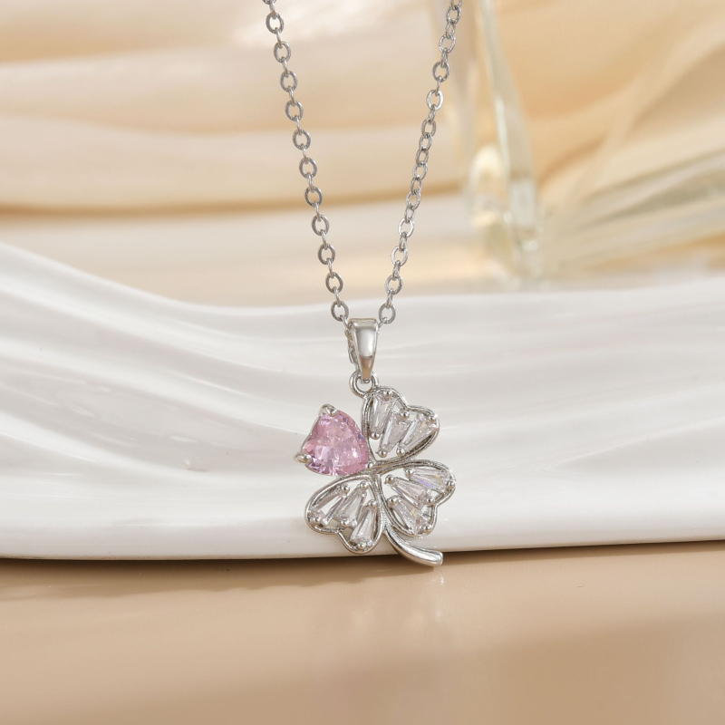 Širdies formos kaklo papuošalas – varis, elektroplakavimas, O grandinė, daugiasluoksnė, įleisti brangakmeniai