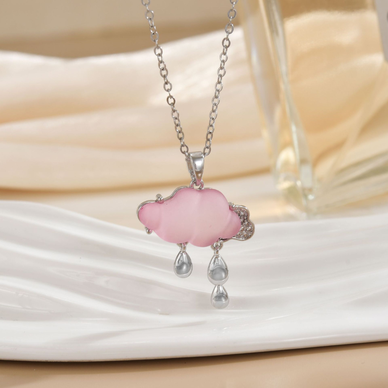 Širdies formos kaklo papuošalas – varis, elektroplakavimas, O grandinė, daugiasluoksnė, įleisti brangakmeniai