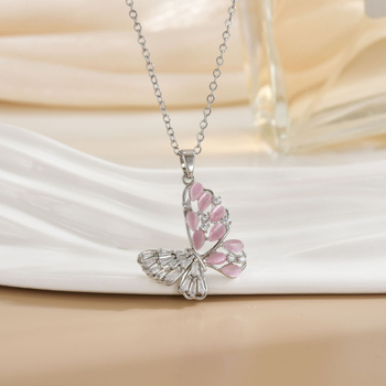 Огърлица със сърцевидна висулка и галактически крила, медна основа, многопластова O-верига, 41-50 cm, смесени камъни, лек лукс стил