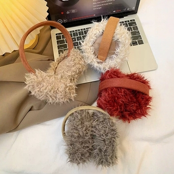 Pliša ausu aizsargi ar galvas lentu ziemai – siltums ārā, monohromatisks raksts, mākslīgās lapsas kažokādas akcenti