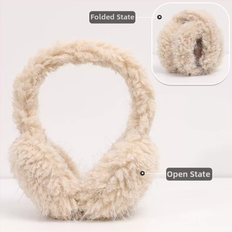 Pliša ausu aizsargi ar galvas lentu ziemai – siltums ārā, monohromatisks raksts, mākslīgās lapsas kažokādas akcenti