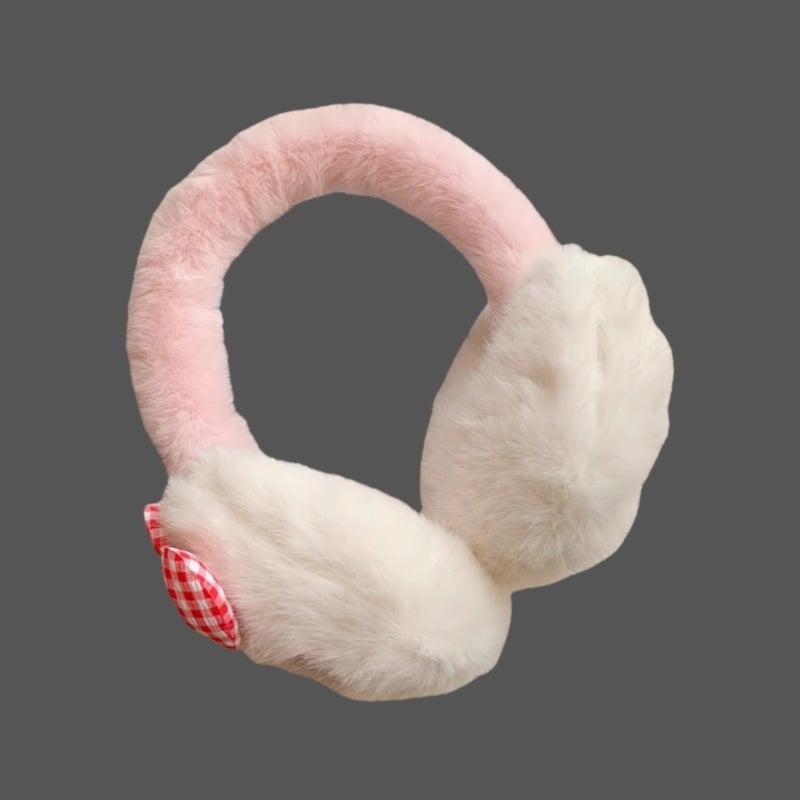 Pliša ausu aizsargi ar galvas lentu ziemai – siltums ārā, monohromatisks raksts, mākslīgās lapsas kažokādas akcenti