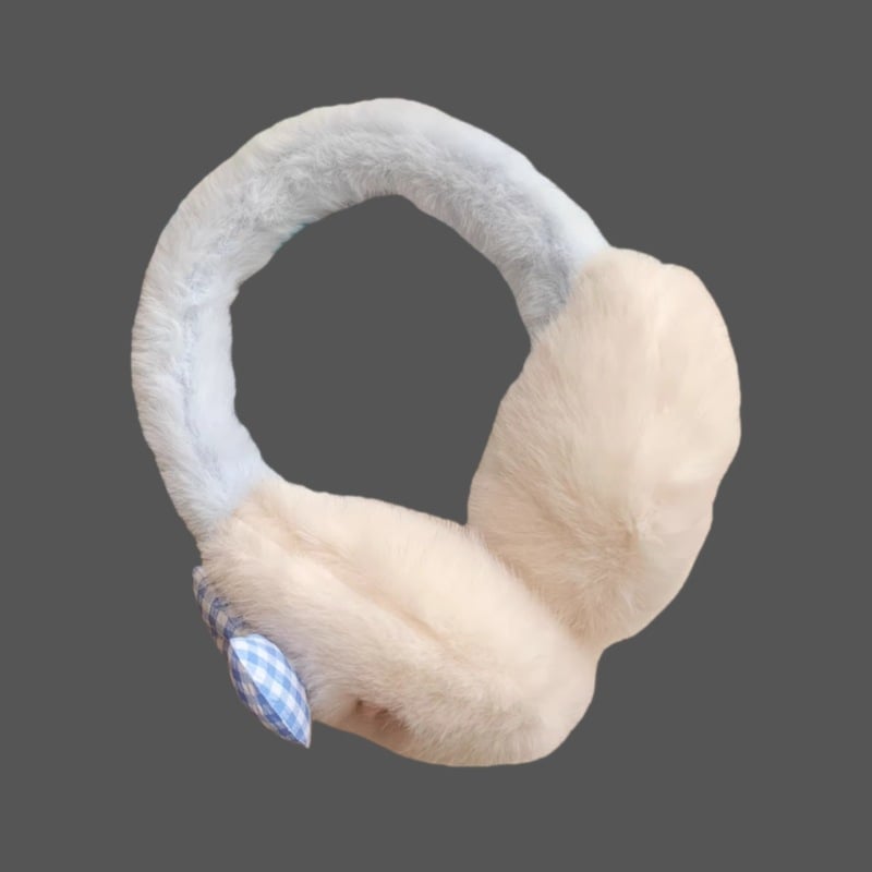 Pliša ausu aizsargi ar galvas lentu ziemai – siltums ārā, monohromatisks raksts, mākslīgās lapsas kažokādas akcenti