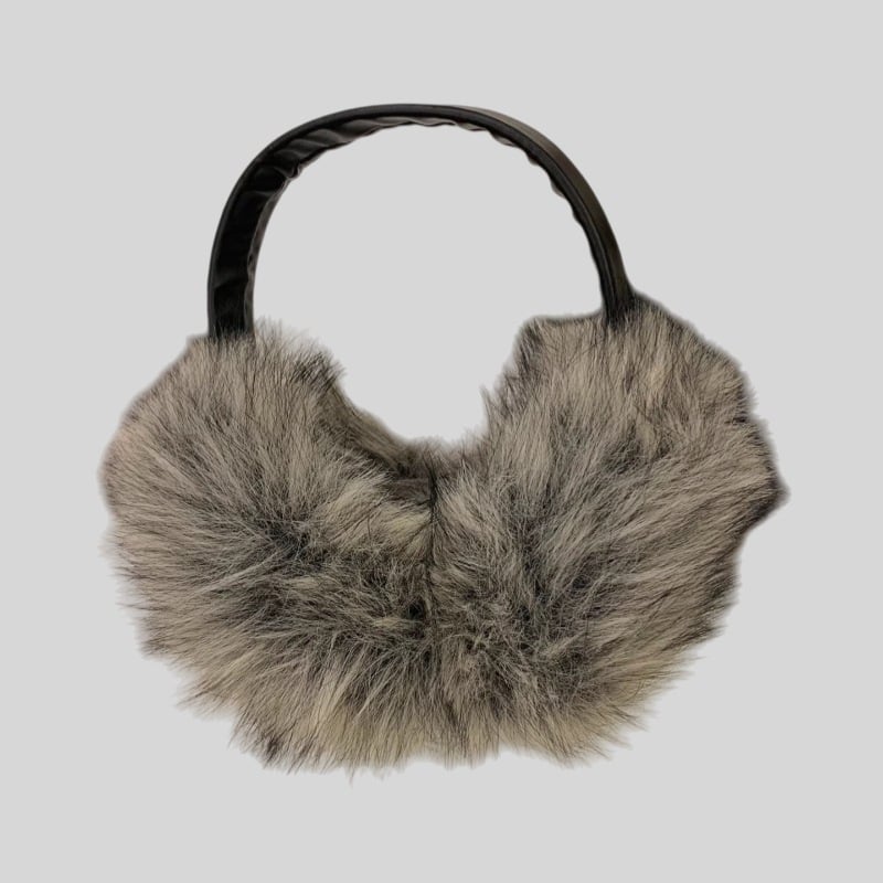 Pliša ausu aizsargi ar galvas lentu ziemai – siltums ārā, monohromatisks raksts, mākslīgās lapsas kažokādas akcenti