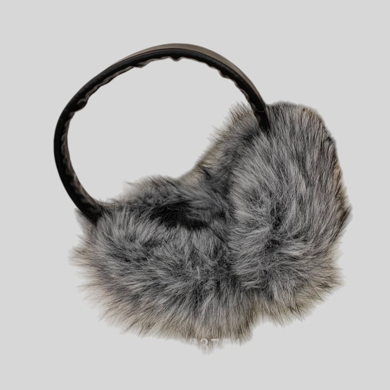 Pliša ausu aizsargi ar galvas lentu ziemai – siltums ārā, monohromatisks raksts, mākslīgās lapsas kažokādas akcenti