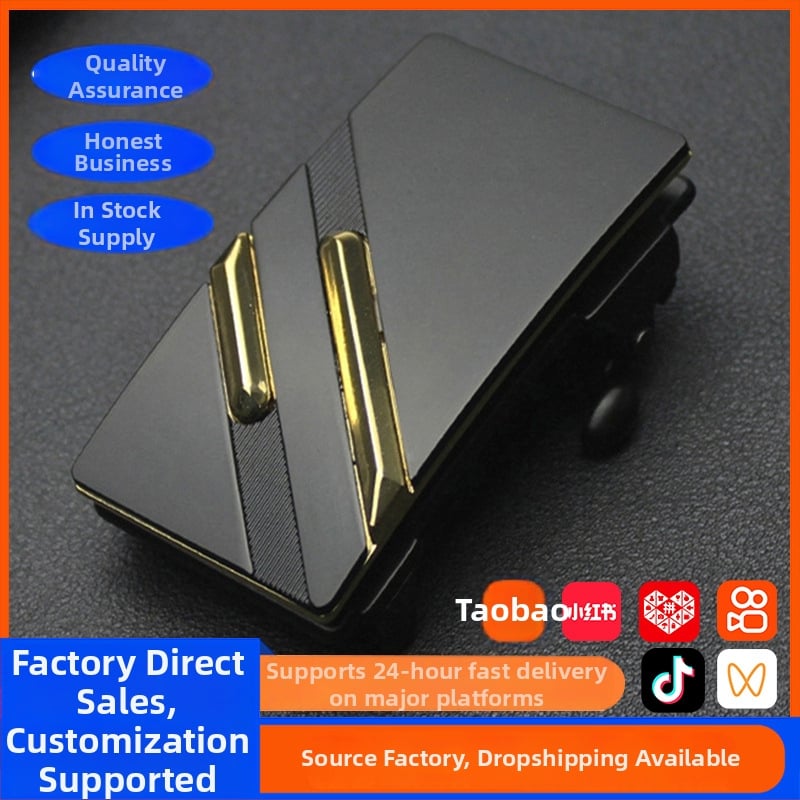 Vīriešu automātiskā sprādze jostas no sakausējuma, taisnstūra forma, sprādzes platums 3,3–3,5 cm, biznes stils