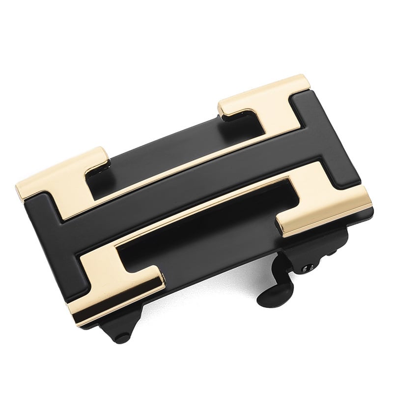 Vīriešu automātiskā sprādze jostas no sakausējuma, taisnstūra forma, sprādzes platums 3,3–3,5 cm, biznes stils