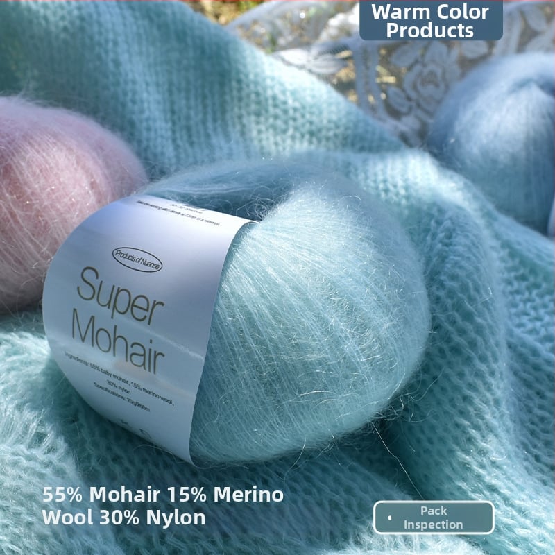 Νήμα μόχαϊρ για πλέξιμο και ύφανση | Μεταξένιο μόχαϊρ, worsted ύφανση, ομαδικό νήμα, πυκνότητα 10×10 εκ: 30–32 πλέξεις, 48–50 σειρές