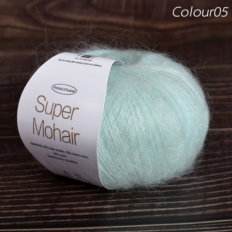 Νήμα μόχαϊρ για πλέξιμο και ύφανση | Μεταξένιο μόχαϊρ, worsted ύφανση, ομαδικό νήμα, πυκνότητα 10×10 εκ: 30–32 πλέξεις, 48–50 σειρές