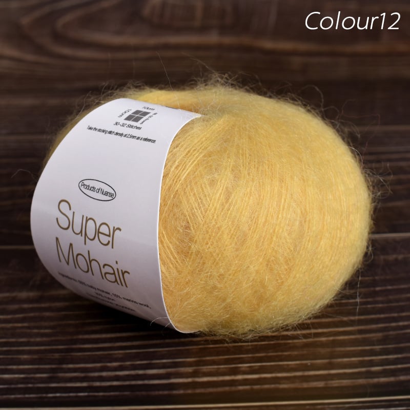 Νήμα μόχαϊρ για πλέξιμο και ύφανση | Μεταξένιο μόχαϊρ, worsted ύφανση, ομαδικό νήμα, πυκνότητα 10×10 εκ: 30–32 πλέξεις, 48–50 σειρές