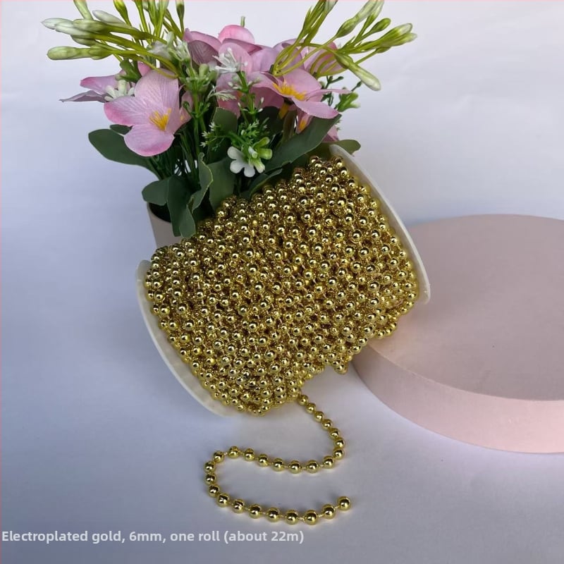 Perlų grandinė vestuvinėms dekoracijoms | plastikiniai/derviniai perlai | elektroplakavimas | Hongsheng prekės ženklas | Pavasaris 2023