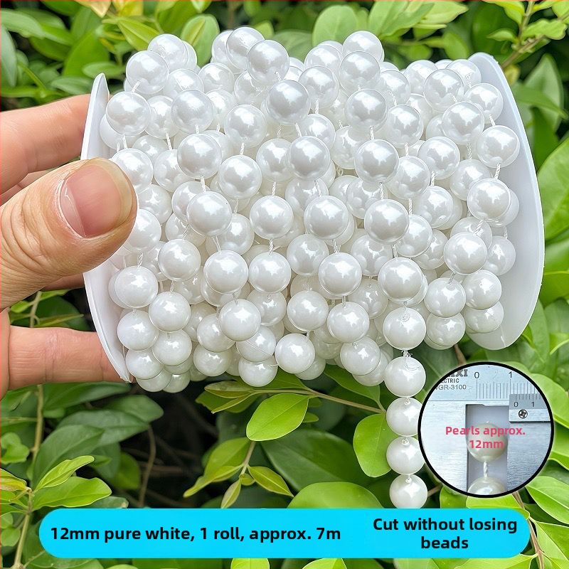 Perlų grandinė vestuvinėms dekoracijoms | plastikiniai/derviniai perlai | elektroplakavimas | Hongsheng prekės ženklas | Pavasaris 2023