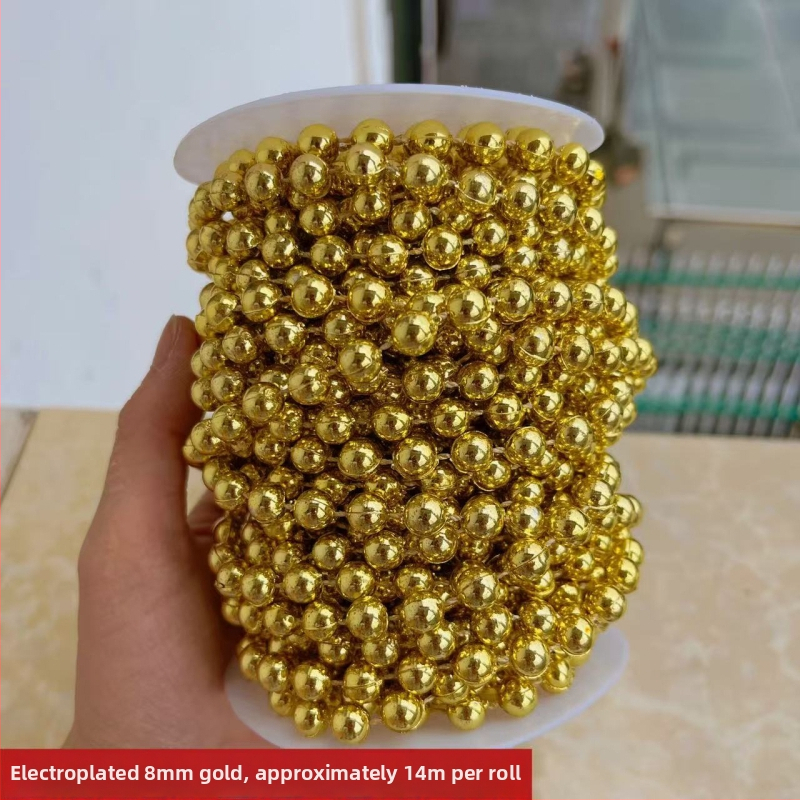 Perlų grandinė vestuvinėms dekoracijoms | plastikiniai/derviniai perlai | elektroplakavimas | Hongsheng prekės ženklas | Pavasaris 2023