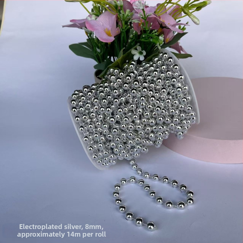 Perlų grandinė vestuvinėms dekoracijoms | plastikiniai/derviniai perlai | elektroplakavimas | Hongsheng prekės ženklas | Pavasaris 2023