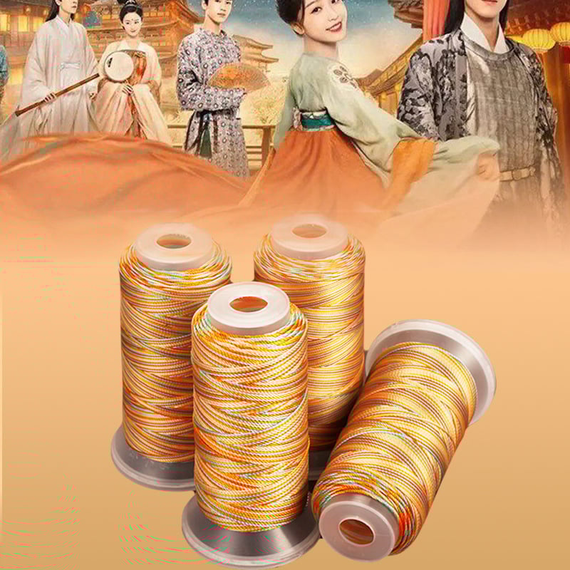 Rankų darbo segmentiškai dažyta pynimo virvė, daugiasluoksnis siūlas, 3/6/12/18/24 siūlai