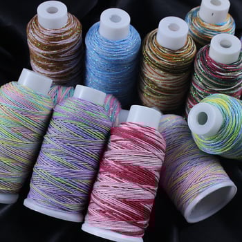 Gradientiškai dažytas medvilninis siūlas su auksine siūle, rankomis mezgta DIY papuošalų virvė (Medžiaga: medvilninis siūlas + poliesteris + auksinė siūlė; Apdorojimo technologija: rankų mezgimas; Kilmė: Jinhua; Stilius: originalus dizainas)