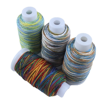 Gradientiškai dažytas medvilninis siūlas su auksine siūle, rankomis mezgta DIY papuošalų virvė (Medžiaga: medvilninis siūlas + poliesteris + auksinė siūlė; Apdorojimo technologija: rankų mezgimas; Kilmė: Jinhua; Stilius: originalus dizainas)