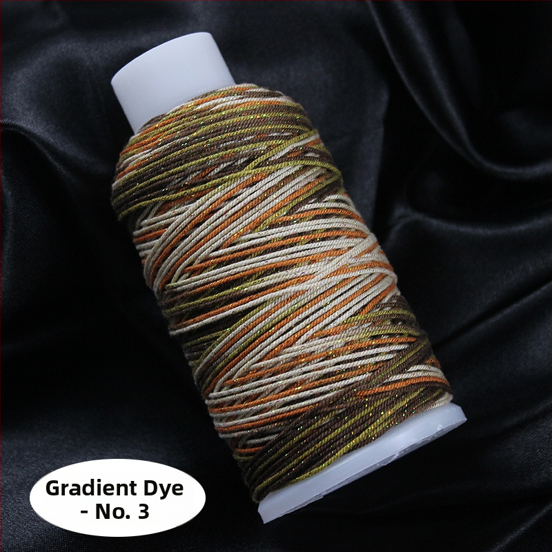 Gradientiškai dažytas medvilninis siūlas su auksine siūle, rankomis mezgta DIY papuošalų virvė (Medžiaga: medvilninis siūlas + poliesteris + auksinė siūlė; Apdorojimo technologija: rankų mezgimas; Kilmė: Jinhua; Stilius: originalus dizainas)