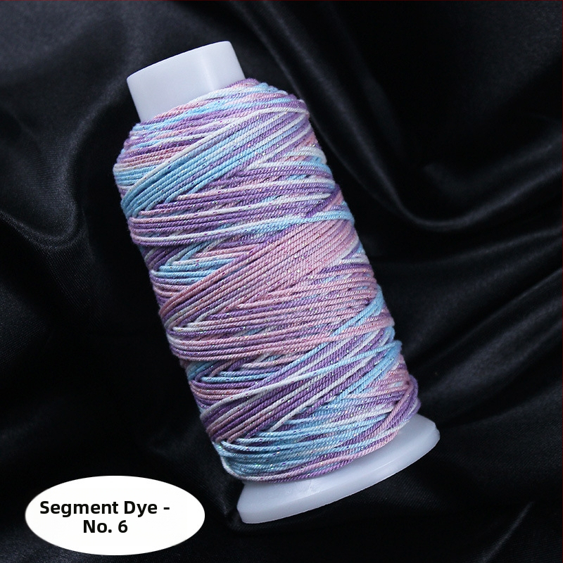 Gradientiškai dažytas medvilninis siūlas su auksine siūle, rankomis mezgta DIY papuošalų virvė (Medžiaga: medvilninis siūlas + poliesteris + auksinė siūlė; Apdorojimo technologija: rankų mezgimas; Kilmė: Jinhua; Stilius: originalus dizainas)