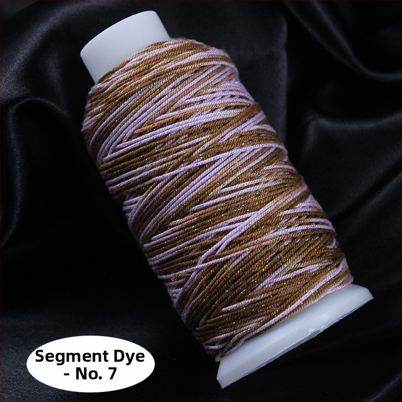 Gradientiškai dažytas medvilninis siūlas su auksine siūle, rankomis mezgta DIY papuošalų virvė (Medžiaga: medvilninis siūlas + poliesteris + auksinė siūlė; Apdorojimo technologija: rankų mezgimas; Kilmė: Jinhua; Stilius: originalus dizainas)