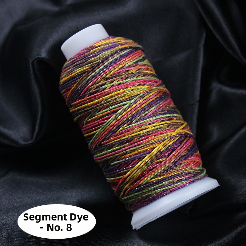 Gradientiškai dažytas medvilninis siūlas su auksine siūle, rankomis mezgta DIY papuošalų virvė (Medžiaga: medvilninis siūlas + poliesteris + auksinė siūlė; Apdorojimo technologija: rankų mezgimas; Kilmė: Jinhua; Stilius: originalus dizainas)