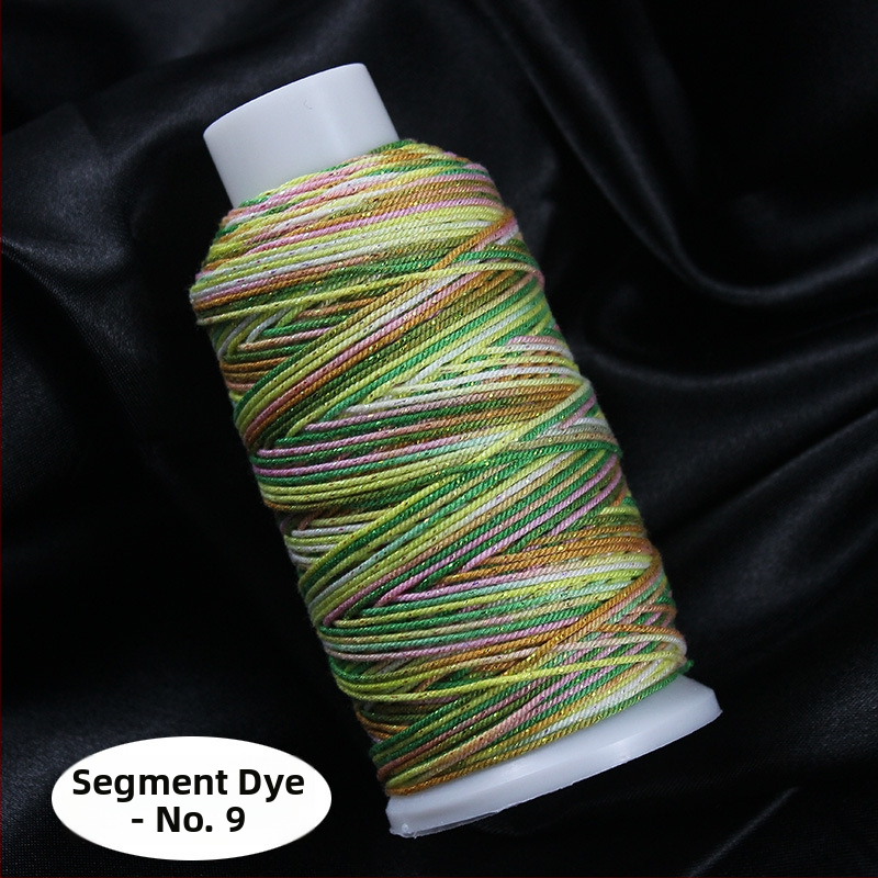 Gradientiškai dažytas medvilninis siūlas su auksine siūle, rankomis mezgta DIY papuošalų virvė (Medžiaga: medvilninis siūlas + poliesteris + auksinė siūlė; Apdorojimo technologija: rankų mezgimas; Kilmė: Jinhua; Stilius: originalus dizainas)