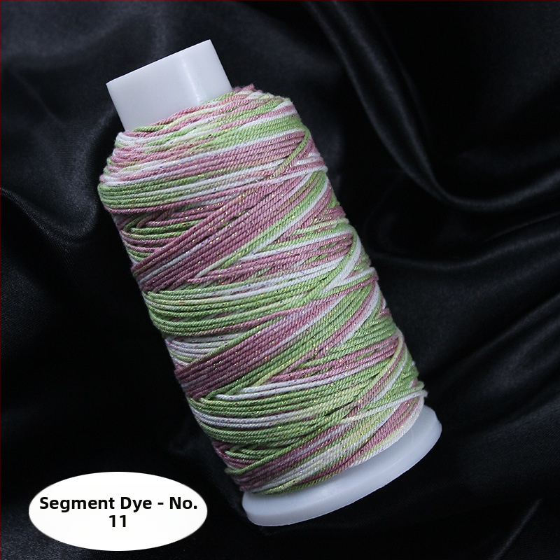 Gradientiškai dažytas medvilninis siūlas su auksine siūle, rankomis mezgta DIY papuošalų virvė (Medžiaga: medvilninis siūlas + poliesteris + auksinė siūlė; Apdorojimo technologija: rankų mezgimas; Kilmė: Jinhua; Stilius: originalus dizainas)