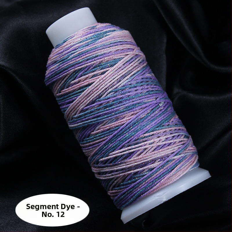 Gradientiškai dažytas medvilninis siūlas su auksine siūle, rankomis mezgta DIY papuošalų virvė (Medžiaga: medvilninis siūlas + poliesteris + auksinė siūlė; Apdorojimo technologija: rankų mezgimas; Kilmė: Jinhua; Stilius: originalus dizainas)